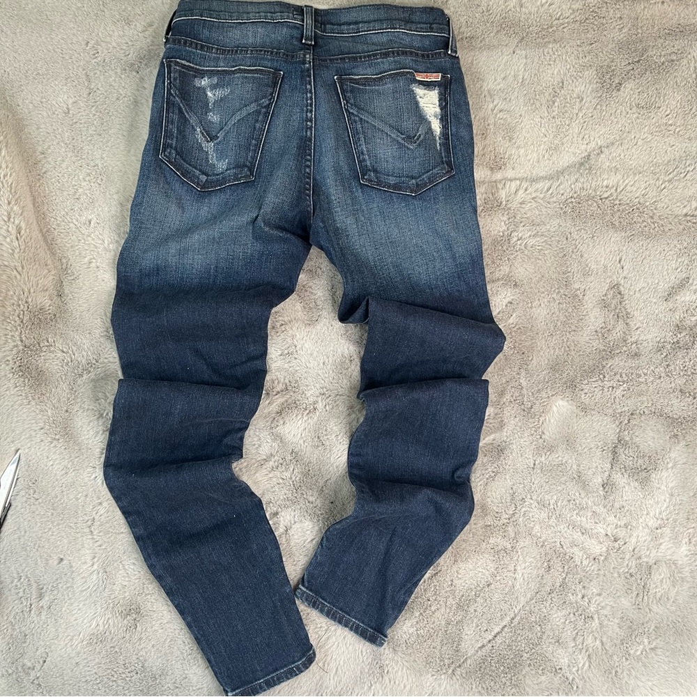 Hudson Jeans Size 26 Distressed Button Fly Skinny Blue Thermal Backed Rips - Picture 5 of 10